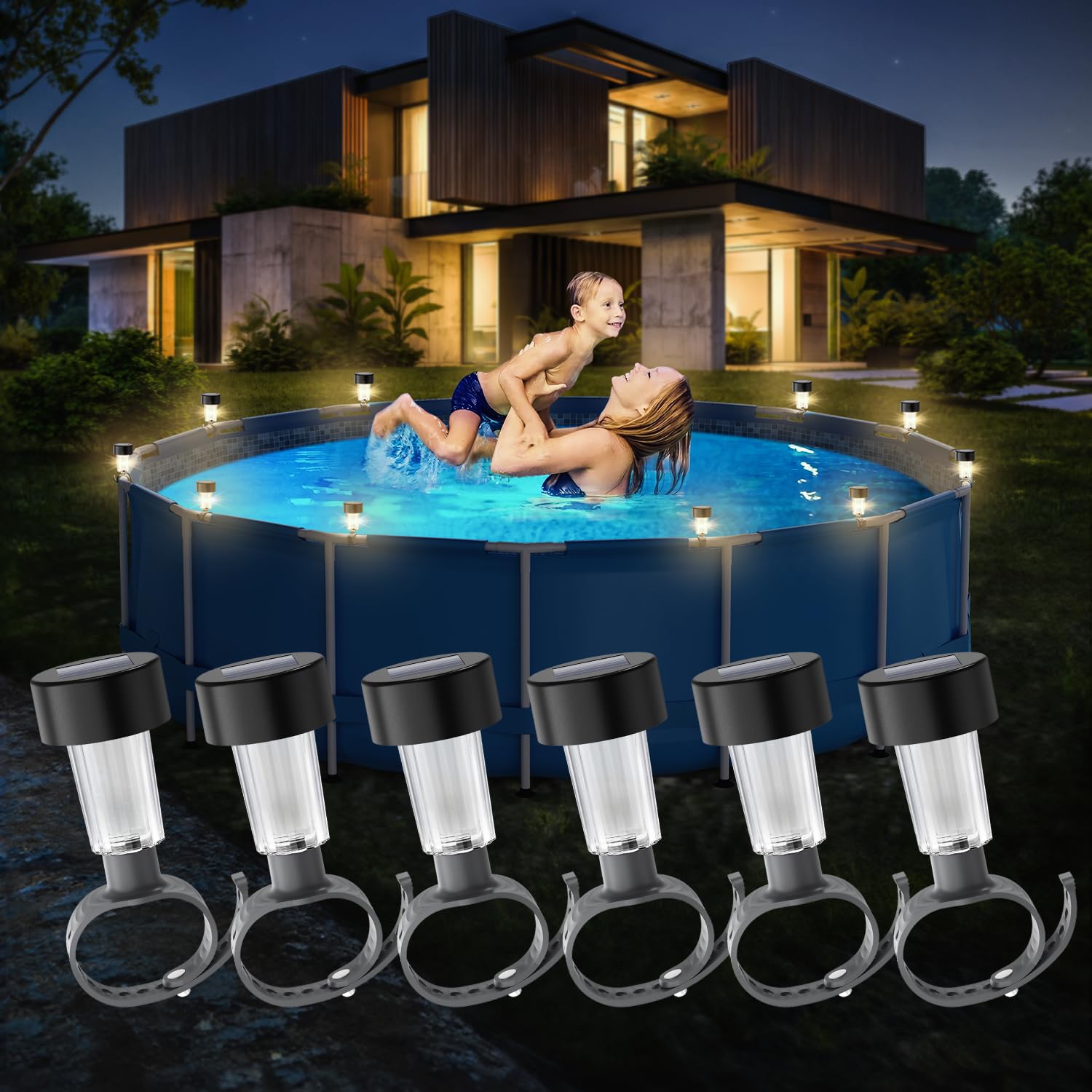 Pond Light Submersible - 6 confezioni Cornice luminosa solare per