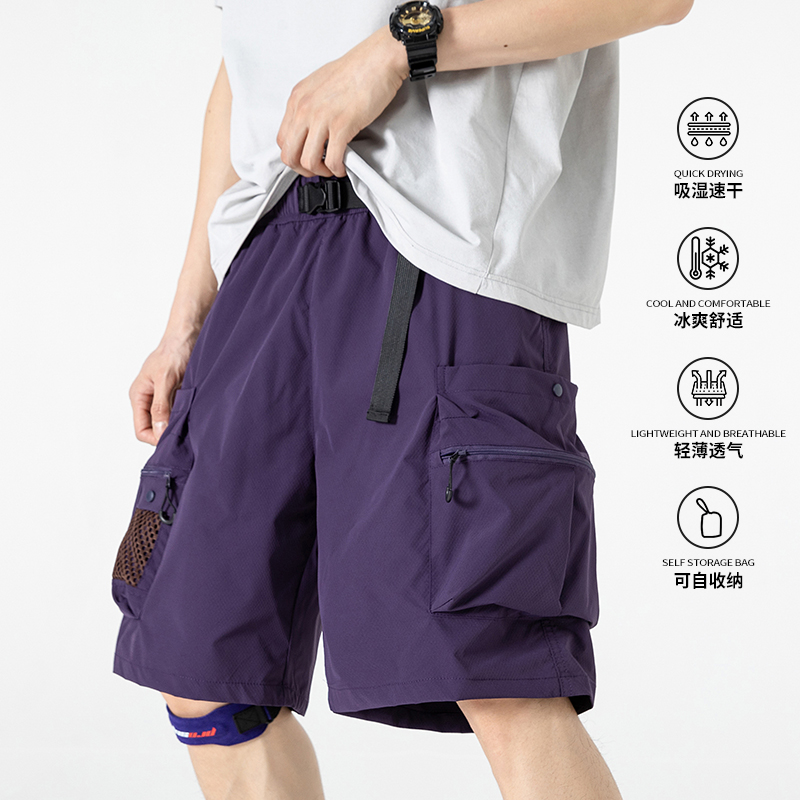 Outdoor Lighting Track - Pantaloncini cargo da uomo estivi leggeri