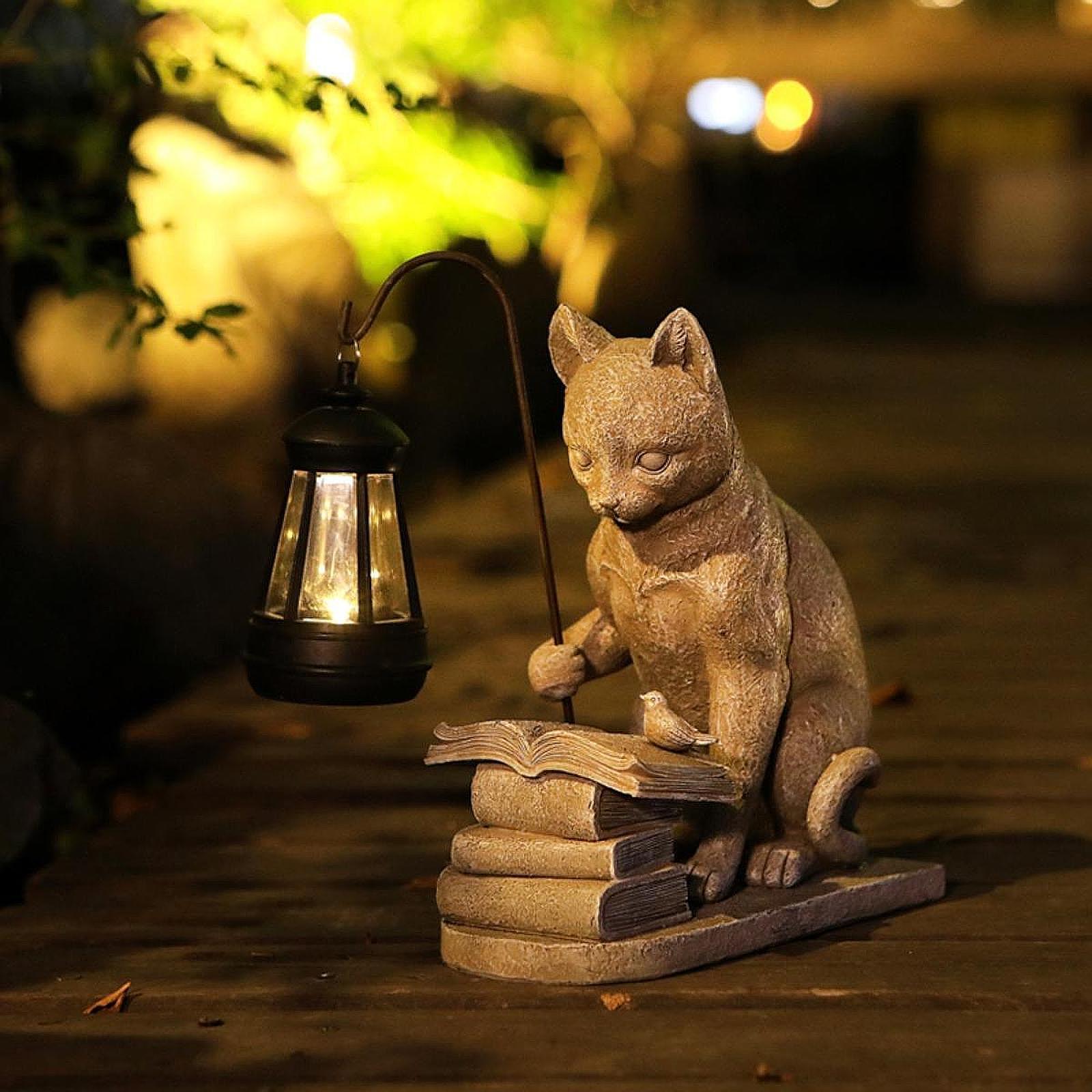 Outdoor Lighting Art - Mini statua da giardino solare per